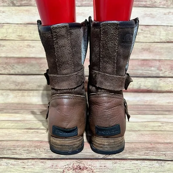 Sorel Brown Leather Major Moto Boots