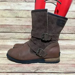 Sorel Brown Leather Major Moto Boots