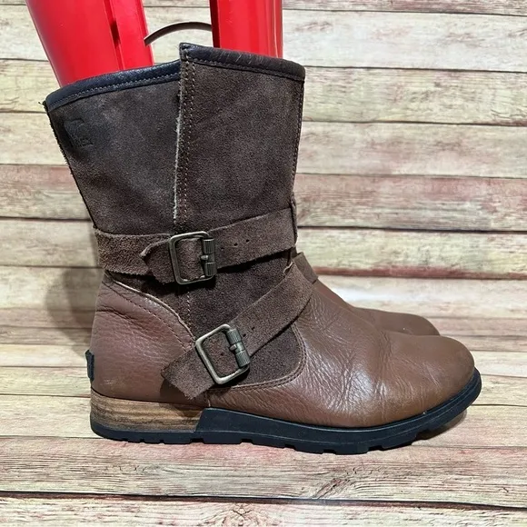 Sorel Brown Leather Major Moto Boots