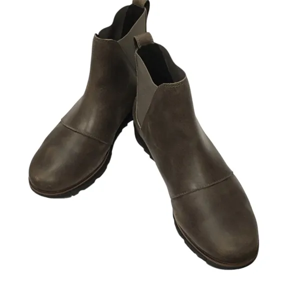 Sorel Harlow Chelsea Leather Grey Ankle Boots Shoes 8