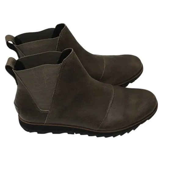 Sorel Harlow Chelsea Leather Grey Ankle Boots Shoes 8