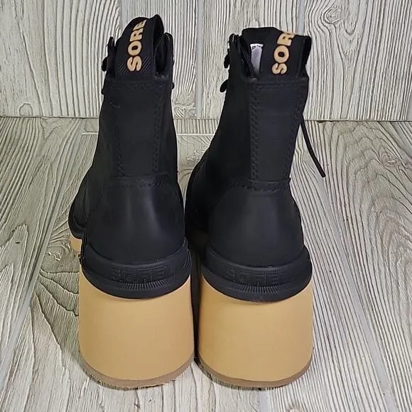 Sorel Hi-Line Lace Up Waterproof Black Leather Boots Womens Size 6 NEW