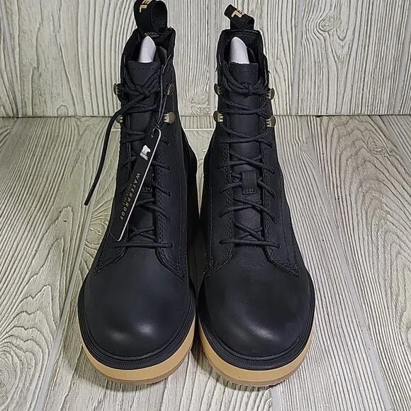Sorel Hi-Line Lace Up Waterproof Black Leather Boots Womens Size 6 NEW