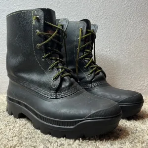 Sorel Men’s Leather Rubber Black Yellow Laces Boots Size 11