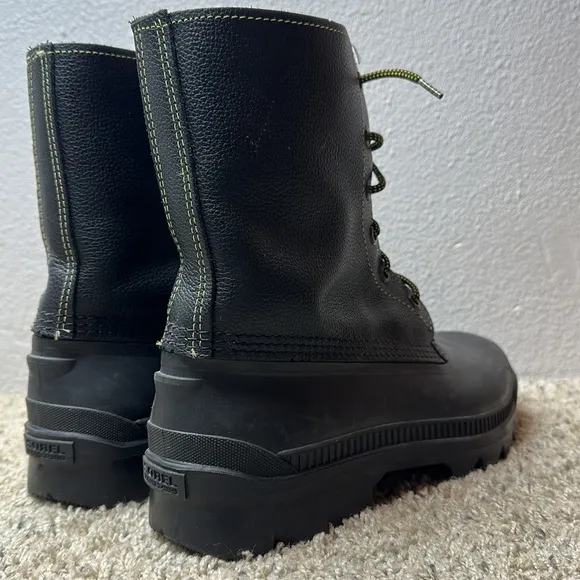 Sorel Men’s Leather Rubber Black Yellow Laces Boots Size 11