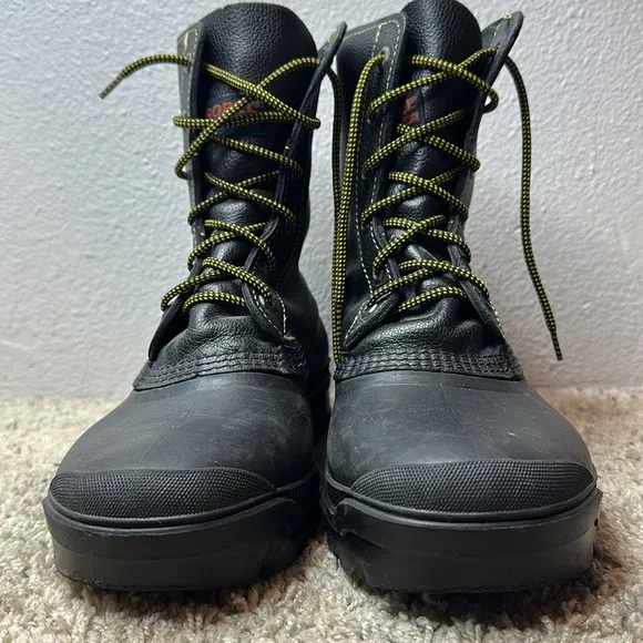 Sorel Men’s Leather Rubber Black Yellow Laces Boots Size 11