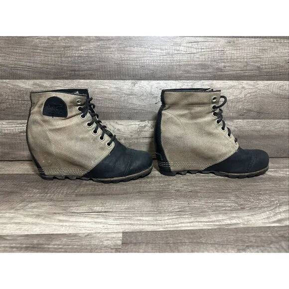 Sorel PDX Wedge Boots lace up leather womens shoes booties ankle boots 9.5