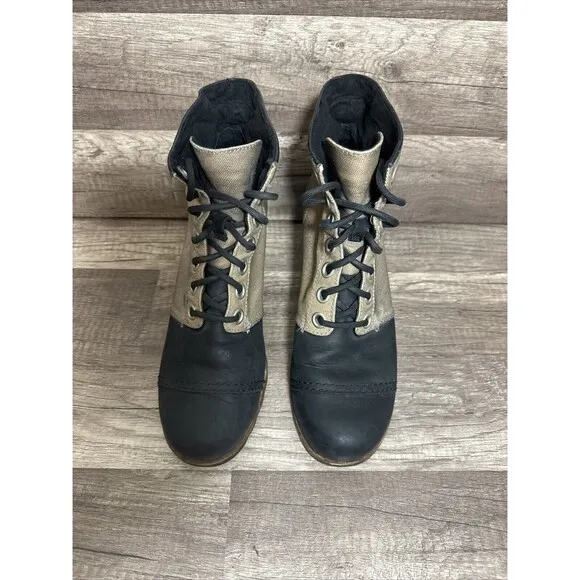 Sorel PDX Wedge Boots lace up leather womens shoes booties ankle boots 9.5