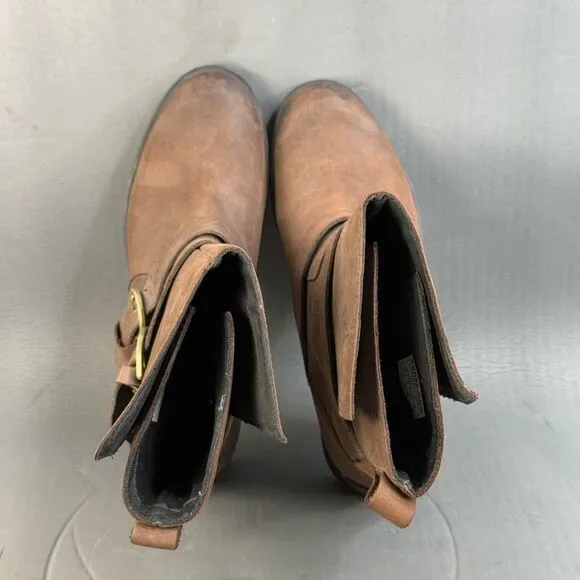 Sorel Phoenix Moto Women's Leather Ankle Boots Shoes Brown size 10
