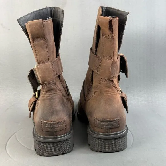 Sorel Phoenix Moto Women's Leather Ankle Boots Shoes Brown size 10