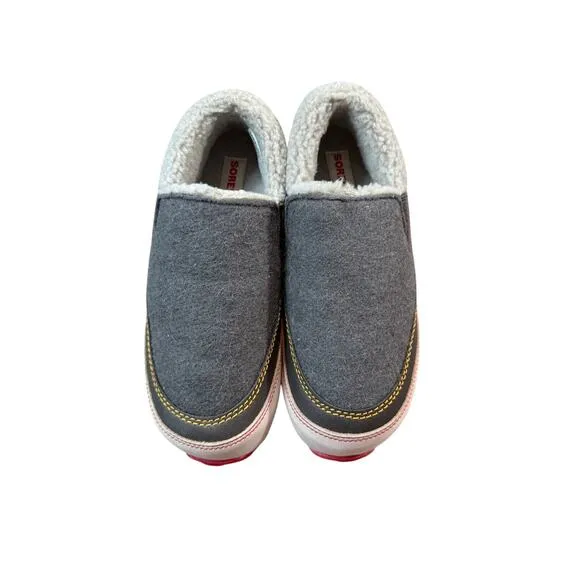 Sorel Womens MacKenzie Slip On Shoe Size 9 Gray Leather Wool Waterproof Clog