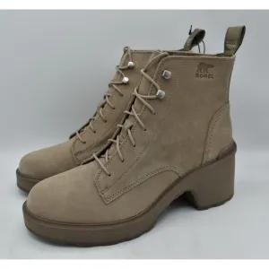 Sorel Womens Size 11 Hi-Line Heel Lace Omega Taupe Boots Shoes