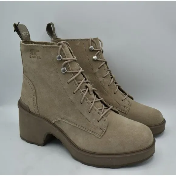 Sorel Womens Size 11 Hi-Line Heel Lace Omega Taupe Boots Shoes
