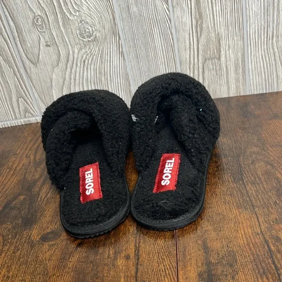Sorel Womens Size 6 Go Mail Run Black Sea Salt Slip On Slippers Shoes