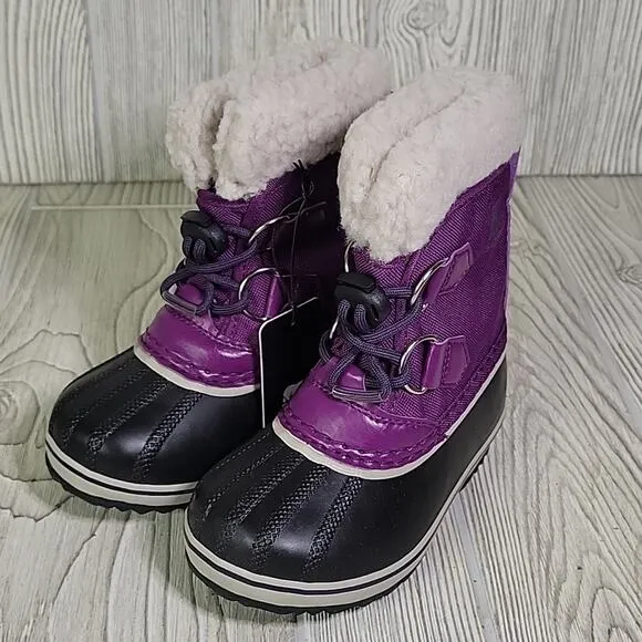 Sorel Yoot Pac Nylon Dark Purple Waterproof Winter Boots Kids Toddler Size 9 NEW