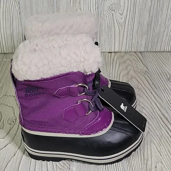 Sorel Yoot Pac Nylon Dark Purple Waterproof Winter Boots Kids Toddler Size 9 NEW