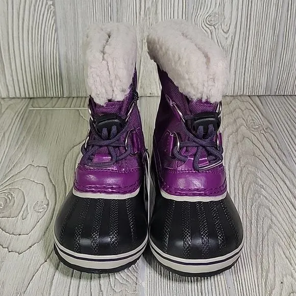 Sorel Yoot Pac Nylon Dark Purple Waterproof Winter Boots Kids Toddler Size 9 NEW