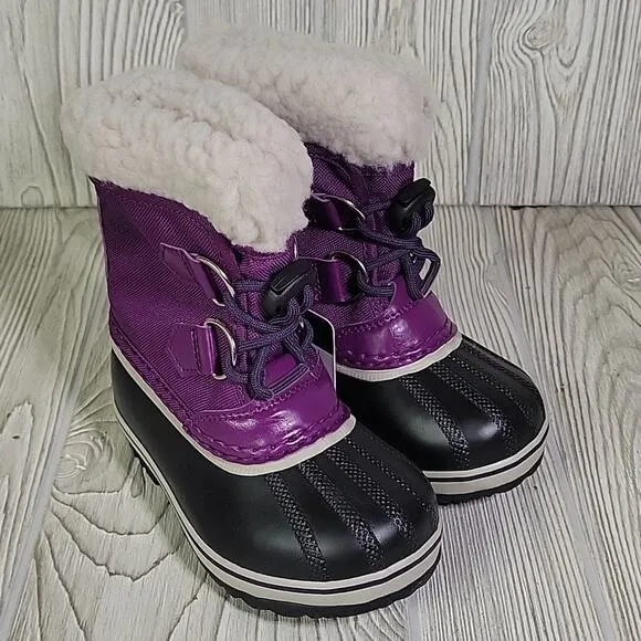 Sorel Yoot Pac Nylon Dark Purple Waterproof Winter Boots Kids Toddler Size 9 NEW