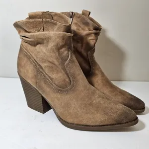 SOUL Naturalizer Taupe Suede Slouchy Ankel Cowboy Pointed Toe Boots, 10