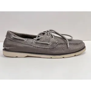 Sperry Mens Top-Sider Leather LEEWARD 2-EYE Boat Shoes Taupe Grey Size 9M