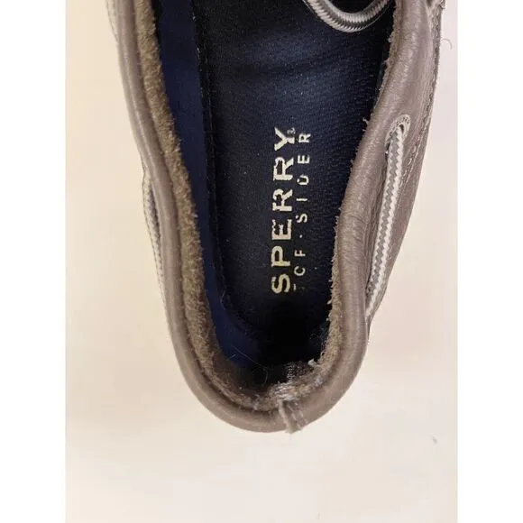 Sperry Mens Top-Sider Leather LEEWARD 2-EYE Boat Shoes Taupe Grey Size 9M