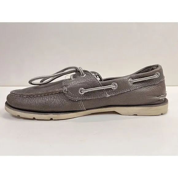 Sperry Mens Top-Sider Leather LEEWARD 2-EYE Boat Shoes Taupe Grey Size 9M