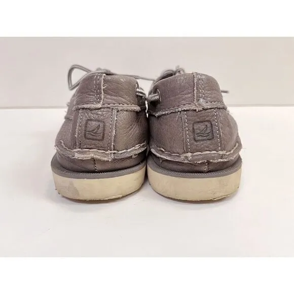 Sperry Mens Top-Sider Leather LEEWARD 2-EYE Boat Shoes Taupe Grey Size 9M