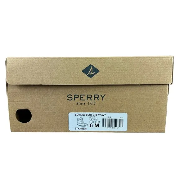 Sperry Top-Sider Bowline Grey Navy Rain Boots Youth Boy's Size 6 M