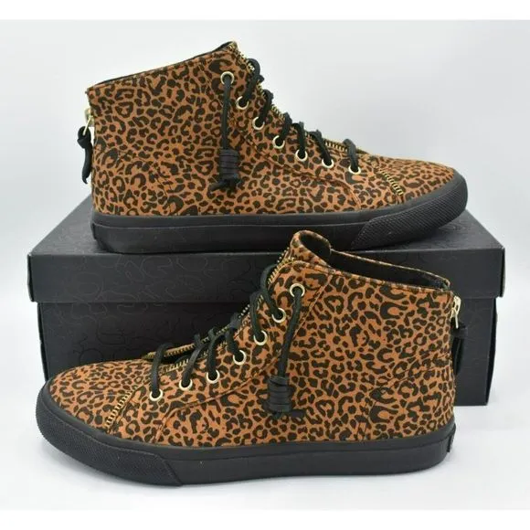 Sperry Womens Size 10 Top Sider Rebecca Minkoff High Top Leopard Print Sneakers