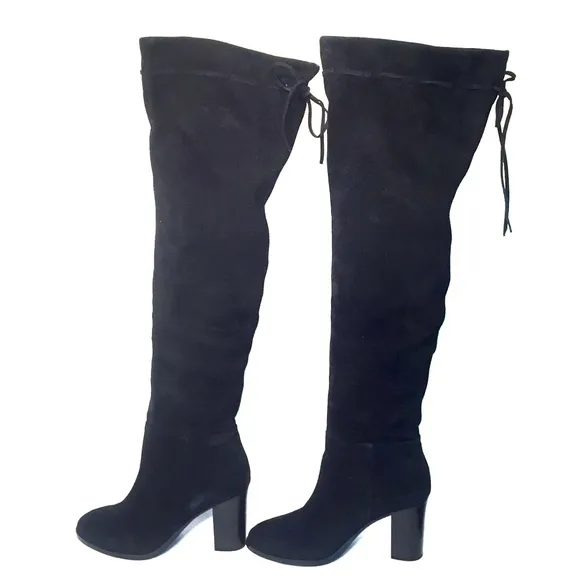 SPLENDID Over the Knee Boots Black Leather Suede Size 6M
