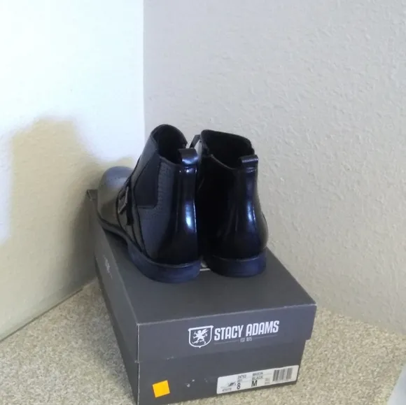 Stacy Adams Black Leather Oxford Ankle Boots