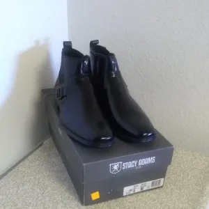 Stacy Adams Black Leather Oxford Ankle Boots