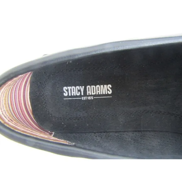Stacy Adams Corby Mens Black Moc Toe Saddle Slip On Loafers Shoes NWOB Size 9.5