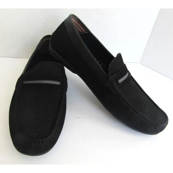 Stacy Adams Corby Mens Black Moc Toe Saddle Slip On Loafers Shoes NWOB Size 9.5