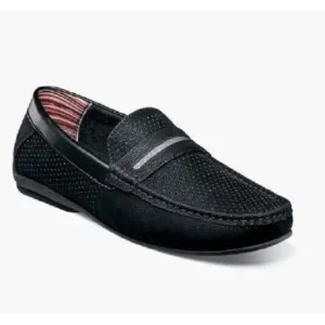 Stacy Adams Corby Mens Black Moc Toe Saddle Slip On Loafers Shoes NWOB Size 9.5
