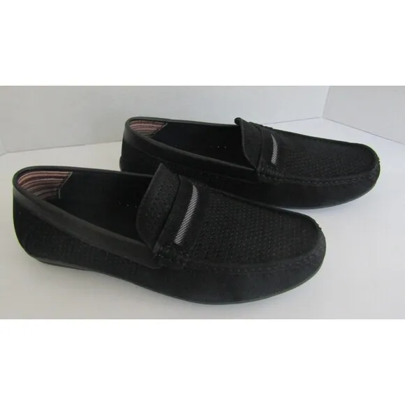 Stacy Adams Corby Mens Black Moc Toe Saddle Slip On Loafers Shoes NWOB Size 9.5
