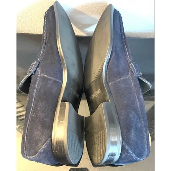 Stacy Adams Mens Casual Walking Shoes Blue Suede Horse Bit Loafers Dressy 10.5 M