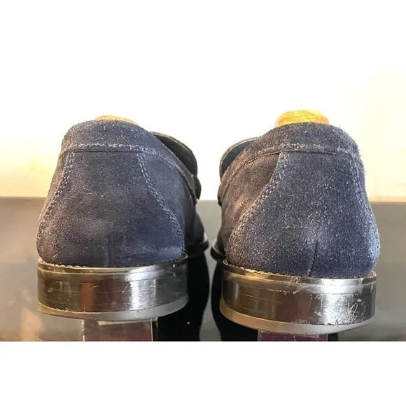 Stacy Adams Mens Casual Walking Shoes Blue Suede Horse Bit Loafers Dressy 10.5 M