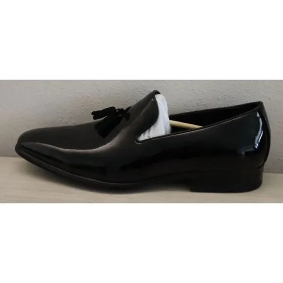 Stacy Adams Men's Sz 11.5M Black Patent Phoenix Tassel Slip-On Loafers