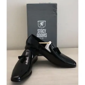 Stacy Adams Men's Sz 11.5M Black Patent Phoenix Tassel Slip-On Loafers