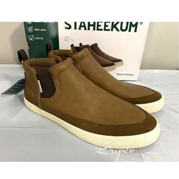 Staheekum Men's Memory Foam Mesh Lining Chelsea Shoes BROWN