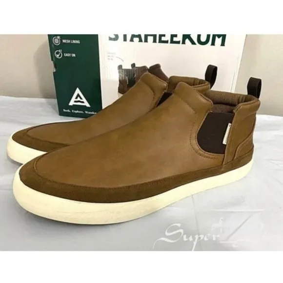 Staheekum Men's Memory Foam Mesh Lining Chelsea Shoes BROWN