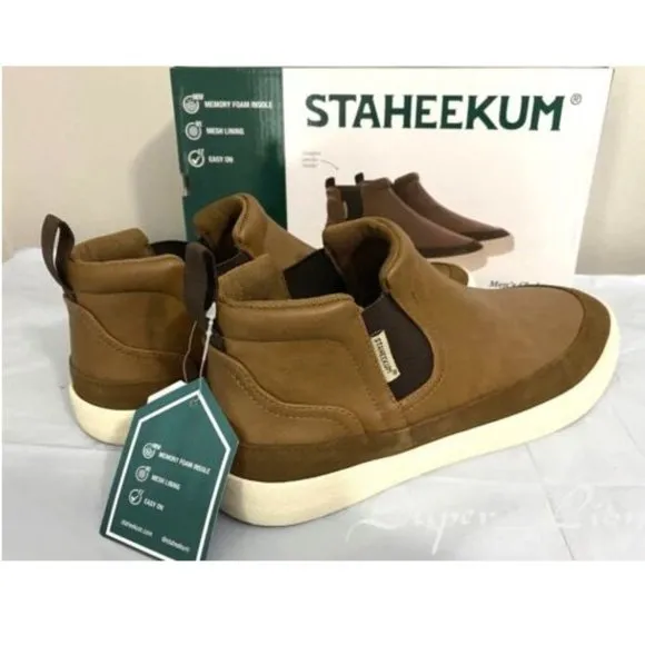 Staheekum Men's Memory Foam Mesh Lining Chelsea Shoes BROWN