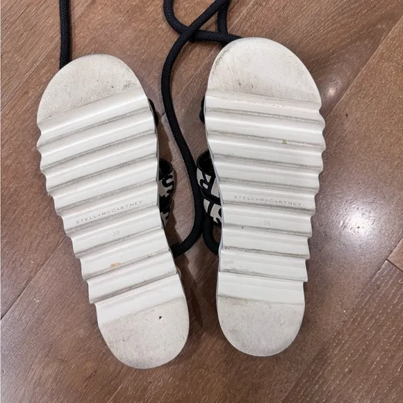 Stella McCartney Black Espadrille Shoes with Crossover Straps