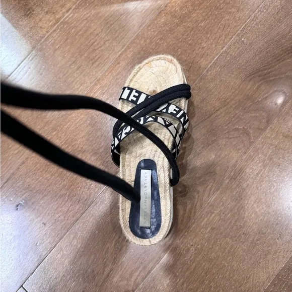Stella McCartney Black Espadrille Shoes with Crossover Straps