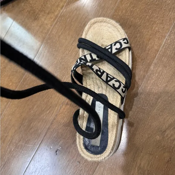 Stella McCartney Black Espadrille Shoes with Crossover Straps
