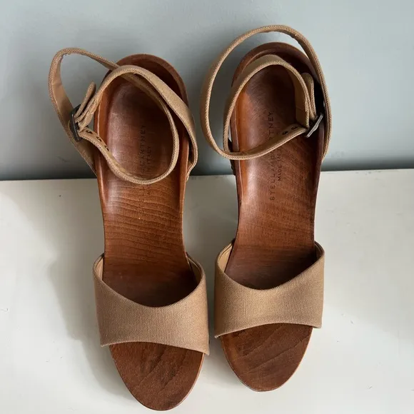 Stella McCartney Hand Carved Wooden Heel Strapped Women's Sandals size 7