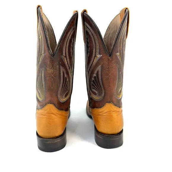 Stetson Handmade Butterscotch Leather Square Toe Cowboy/Western Boots Womans 6