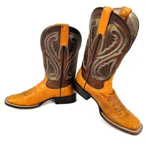 Stetson Handmade Butterscotch Leather Square Toe Cowboy/Western Boots Womans 6