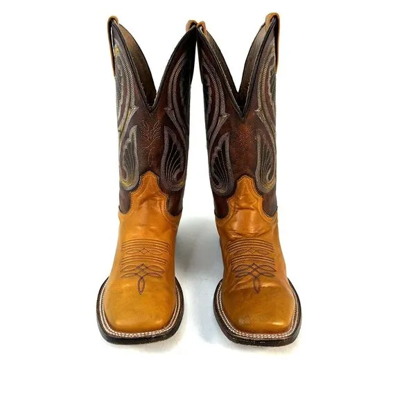 Stetson Handmade Butterscotch Leather Square Toe Cowboy/Western Boots Womans 6